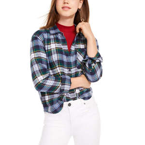 Camicia Casual in Flanella a Quadri per Ragazze Ultra Flirt, Design Semplice Blu, Taglia Media per la Stagione Autunnale - Product Image 1