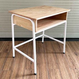 Single Natural Wood <b>Study</b> <b>Desk</b> with Drawers Iron Legs School Furniture-PSD031 - Product Image 3