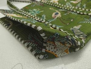 Kantha <b>Quilted</b> Handmade Cotton Tote Bag <b>Summer</b> Autumn Zipper Closure Reusable Shopping Travel Handbag - Product Image 5