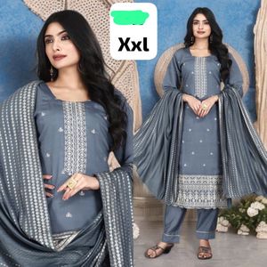 ผ้าไหมโรมันสไตล์โมเดิร์นดีไซน์แบบหนาผ้าแฟนซีแบบพรีเมี่ยมพร้อมกางเกง Kurati และ Dupatta - Product Image 4