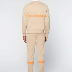 Ensemble de survêtement personnalisé de couleur unie de qualité supérieure pour hommes ensemble de jogging à fermeture éclair et à col rond avec cordon de serrage à la taille pantalon de survêtement - Product Image 2