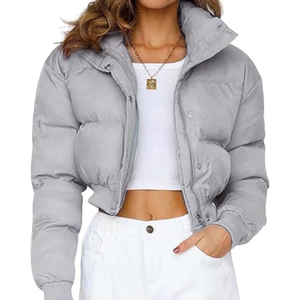 Chaqueta acolchada personalizada de invierno hecha a medida, abrigos de burbuja para mujer, chaquetas de plumón de gran venta, chaqueta acolchada recortada con logotipo personalizado para mujer - Product Image 1