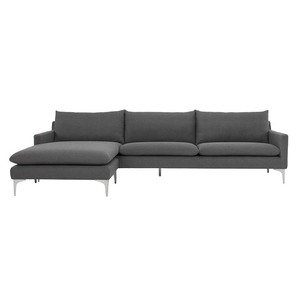 Sofá Esquinero en Forma de L de 280x86cm con Patas de Acero Inoxidable y Tapicería de Tela, Tres Plazas, Extensible, Relleno de Esponja SFL68021 - Product Image 2