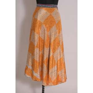 Jupe sari bohème réversible Vintage en soie indienne à deux couches pour femme - Product Image 2