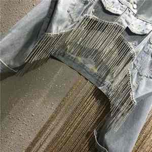 Vestes en jean 100% coton personnalisées 2024 pour femmes, style décontracté, couleur unie, avec poches, vêtements de haute qualité pour le printemps - Product Image 3