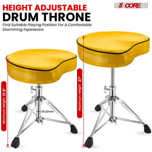 5 Core Drum Throne 4 <b>Padded</b> Guitar <b>Stool</b> Drummer Chair Adjustable Musician Seat - Product Image 3