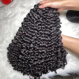 Water Curl Weft Hair Plain Natural Black Weft Hair Bundle Cuticle Aligned 100% Natural Color Human Hair