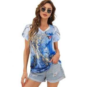 Custom <b>Women</b> T Shirts Sublimation Pattern Design Long Sleeve Crop <b>Top</b> Shirts For <b>Women</b> Made in Pakistan - Product Image 4