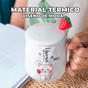 Tazza in Ceramica con Motivo a Topolino, Coperchio Carino e Cucchiaio, Set Lavabile in Lavastoviglie, Ideale per Regali - Product Image 5