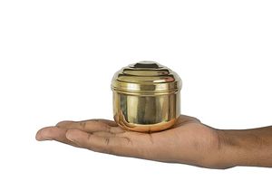 Decorative Brass Pot Flip Top Lid Handcrafted Bohemian Style <b>Food</b> Storage <b>Jar</b> Gifting Packs Herbs Freshness Preservation Travel - Product Image 4