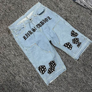 Streetwear d'été personnalisé, short en jean solide et ample pour hommes/Shorts baggy en coton biologique écologique à la mode pour les ventes - Product Image 3