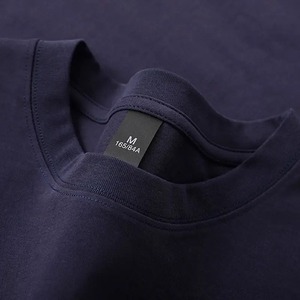 Men's Heavy-Duty 210g Long <b>Staple</b> 100% Cotton Short Sleeve Summer T-Shirt Thickened Four Needle Combed Cotton Logo Front - Product Image 2