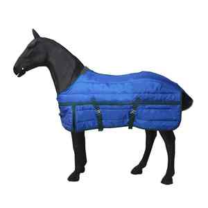 Couverture d'hiver pour cheval de haute qualité, poids lourd, noire, coupe-vent, imperméable, en polyester, avec coque en maille - Product Image 6
