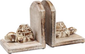 Serre-livres vintage en bois gris avec supports en métal laiton Design Art déco pour bureau ou porte-livre en bois - Product Image 2