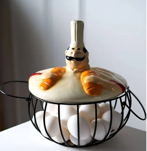 Quirky design metal <b>egg</b> <b>basket</b> creative & functional storage with hen shape perfect for home decor available at wholesale prices - Product Image 2