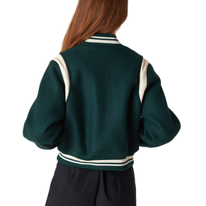 OEM personalizado logotipo Letterman Crop Varsity chaqueta al por mayor cuerpo de lana de cuero genuino manga recortada Varsity chaqueta para las mujeres - Product Image 4