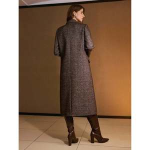 Women's Short Double-Breasted <b>Overcoat</b> with Fur Trim and Zipper Closure - Product Image 3