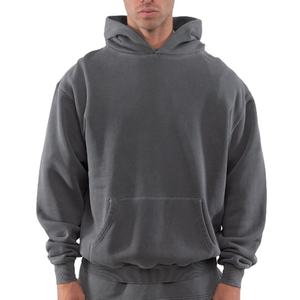 Sudadera con capucha de lana francesa de 400gsm de alta calidad para hombres, ropa de calle Coreana de algodón de gran tamaño, temporada de invierno, bordado 3D con estampado frontal - Product Image 5
