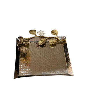 Vaisselle à poignée dorée de qualité supérieure Plateau de service pour desserts Plateau en métal écologique Design fabuleux Vaisselle de restauration - Product Image 4