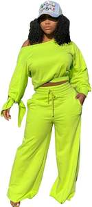 TOPSRANI Ensemble décontracté unisexe d'hiver imprimé uni 2 pièces, sweat-shirt ample à manches longues, pantalon de survêtement à jambes larges, coupe-vent - Product Image 3