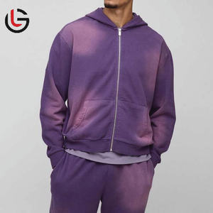 Chándales de gimnasio de lavado ácido con logotipo personalizado, traje de correr de dos piezas de algodón 100% vintage con cuello con capucha, ropa de calle para invierno - Product Image 3