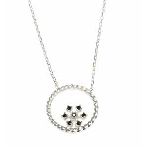 925 <b>Sterling</b> <b>Silver</b> Tiny Snowflake Necklace with Twisted <b>Wire</b> Hoop White-Black Stone Fine Pendants & Charms - Product Image 3