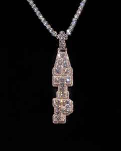 Pendentif Hip Hop personnalisé de luxe en argent 925 et plaqué or rose, entièrement serti de moissanite, lettre de rappeur, bijoux - Product Image 1