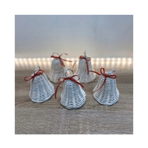 Boîte-cadeau de cloche de rotin artisanale, ornement de cloche de rotin en osier vintage pour la décoration d'arbre de Noël, bonheur rustique de vacances de fête à la maison - Product Image 4