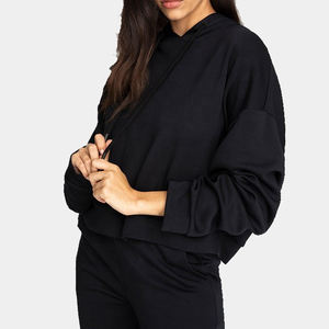 Última moda de manga larga Crop Top sudaderas con capucha de las mujeres personaliza Logo impreso sudaderas con capucha de las mujeres para la venta en línea - Product Image 3