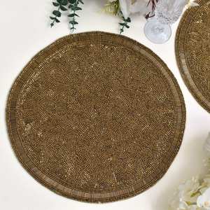 Mantel Individual con Cuentas, Color Crema, Tema Floral, Mantel Individual Bordado, Mantel Individual Redondo con Cuentas - Product Image 4