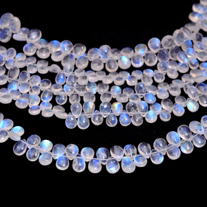 AAA blanco Arco Iris piedra lunar 7x5mm-6x8mm suave pera Briolette cuentas piedra lunar azul fuego semipreciosas cuentas de piedras preciosas para joyería - Product Image 2