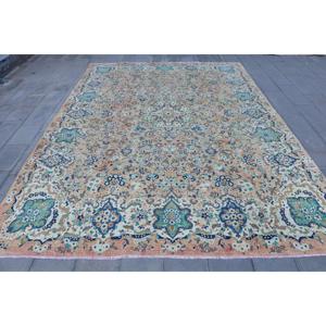 Tapis de 9,6 x 13,5 pieds, tapis turc vintage, tapis en laine bleue - Product Image 1
