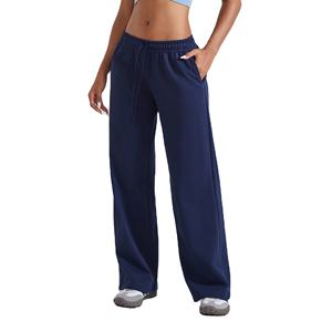 Pantalon de survêtement pour femme à taille élastique, taille haute, avec logo personnalisé, uni, vierge, pour l'hiver, coupe droite - Product Image 3