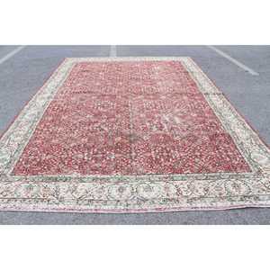 Tapis vintage 9,2x13,4 pieds, tapis turc, tapis à motifs floraux rouges en laine - Product Image 1
