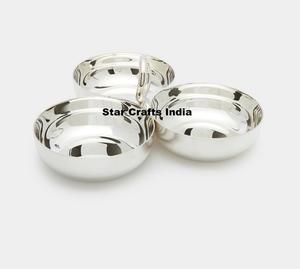 Tazón de comida de metal circular premium-Tazón de servicio de acero inoxidable a prueba de herrumbre Con base antideslizante para exhibición de fiestas de cafetería de hotel - Product Image 4