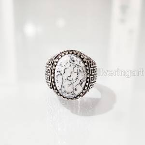 Nueva llegada Anillo para hombre Piedra preciosa de ópalo dendrítico natural Anillo de piedra natal de Octubre Joyería de Navidad árabe Anillo de plata esterlina 925 - Product Image 4