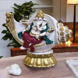 Estatua de Ganesh Ji de Poliresina, Modelo Hecho a Mano, Pintado a Mano, Decoración Religiosa Tradicional, Pooja, Boda, Hogar, Estilo Indio - Product Image 2