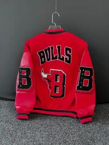 OEM personalizado de alta calidad pesado bordado Varsity chaqueta regular Casual de cuero mangas cadena Chenille cuero largo - Product Image 5