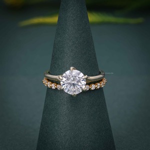 Anillo de Compromiso con Diamante Cultivado en Laboratorio con Certificación IGI VVS, con Banda de Eternidad Completa de Oro de 14k, para el Amor, a Bajo Precio - Product Image 4