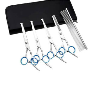 Qnq กรรไกรตัดขนสัตว์สำหรับสุนัขและแมวแบบ5 in 1ด้ามจับเซรามิกกรรไกรตัดขนสัตว์ที่คมและทนทาน - Product Image 1