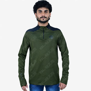 Camiseta Deportiva de Media Cremallera para Hombre al por Mayor, Informal, Deportiva, de Secado Rápido, Transpirable, de Poliéster, con Estampado Técnico - Product Image 2