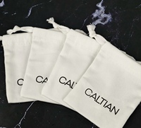 Diskon besar garis kustom cetak Logo hadiah kemasan kosmetik kain tebal kantong katun kanvas tali serut kantong debu untuk tas tangan