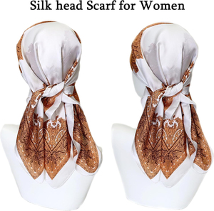 Bandana en soie pour femmes ethniques, personnalisable en gros, motif à carreaux uni, logo personnalisé imprimé, haute qualité - Product Image 2