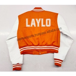 Custom Logo Baseball <b>Jackets</b> oem high quality <b>Women</b> Letterman <b>Jacket</b> Oversize Cropped <b>Varsity</b> Bomber <b>Jackets</b> - Product Image 2