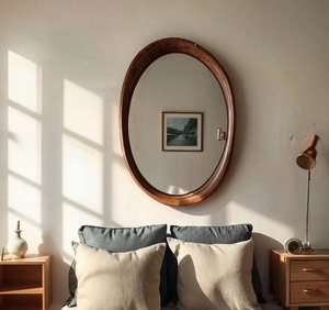 Espejo Art Deco Asimétrico Hecho a Mano con Marco de Madera de Nogal de Lujo, Decoración de Pared de Cuerpo Entero al Mejor Precio - Product Image 3