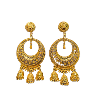Conjunto de pendientes de diseño de moda con pendientes de estilo Jhumka chapados en oro de 22 quilates, joyería para mujer, ropa de exportadores indios - Product Image 2