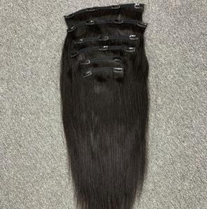 1B 100% Extensions de cheveux crus vietnamiens naturels vierges Extensions de cheveux humains droits de couleur naturelle à clipser - Product Image 5