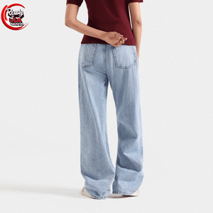 American Ripped Washed <b>Wide</b> Leg Jeans Women's 2025 Spring And Autumn New Fashion - Product Image 2