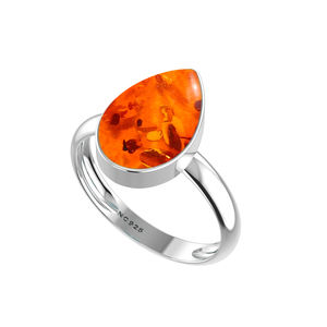 Bague de fiançailles unisexe en argent sterling 925, sertie de pierres, forme poire ovale, style classique, finition haut de gamme, bague à énergie positive - Product Image 1