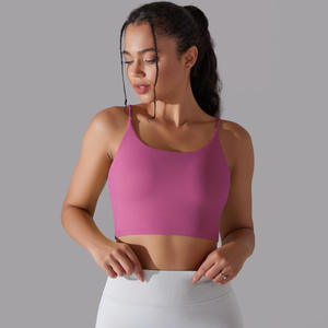 Sujetador Deportivo Acolchado de Alta Sujeción para Mujer con Tirantes Ajustables, Sin Costuras, Transpirable, de Secado Rápido, Cuello en U, con Cristales, para Yoga y Running - Product Image 2